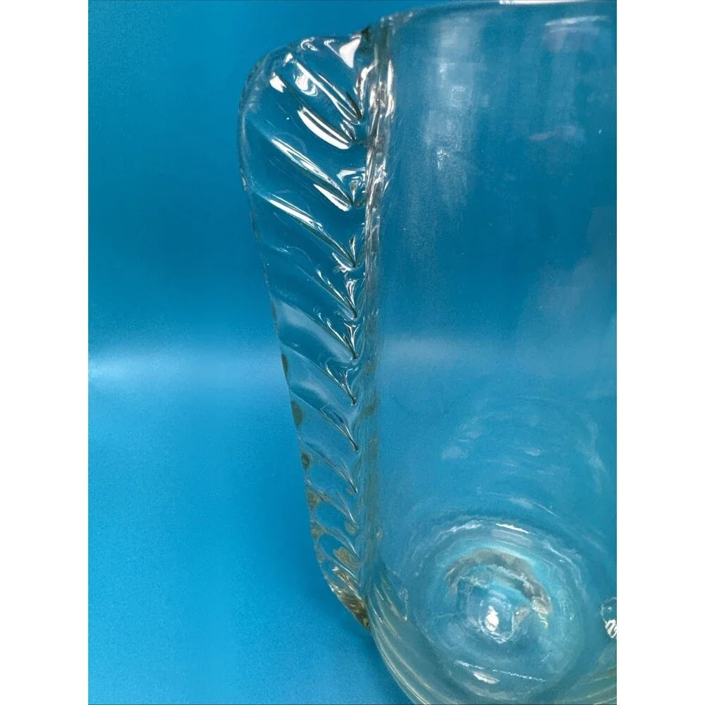 VNT Braided Glass Vase Handblown Clear W/ Slight Green  Tint 7.5”